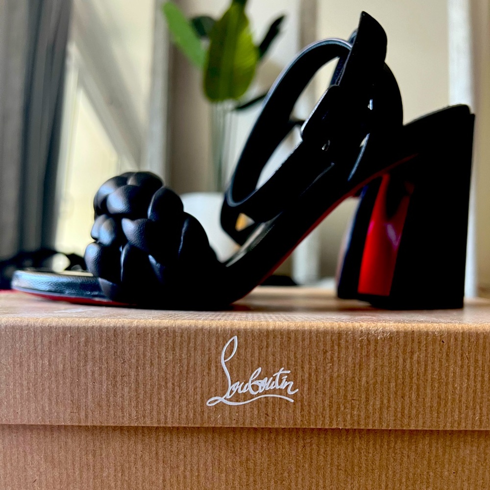 💯Brio braided block leather sandals (85mm)